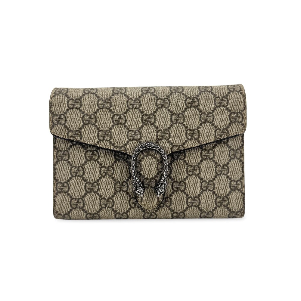 Gucci Dionysus Wristlet Clutch GG Coated Canvas with Leather
